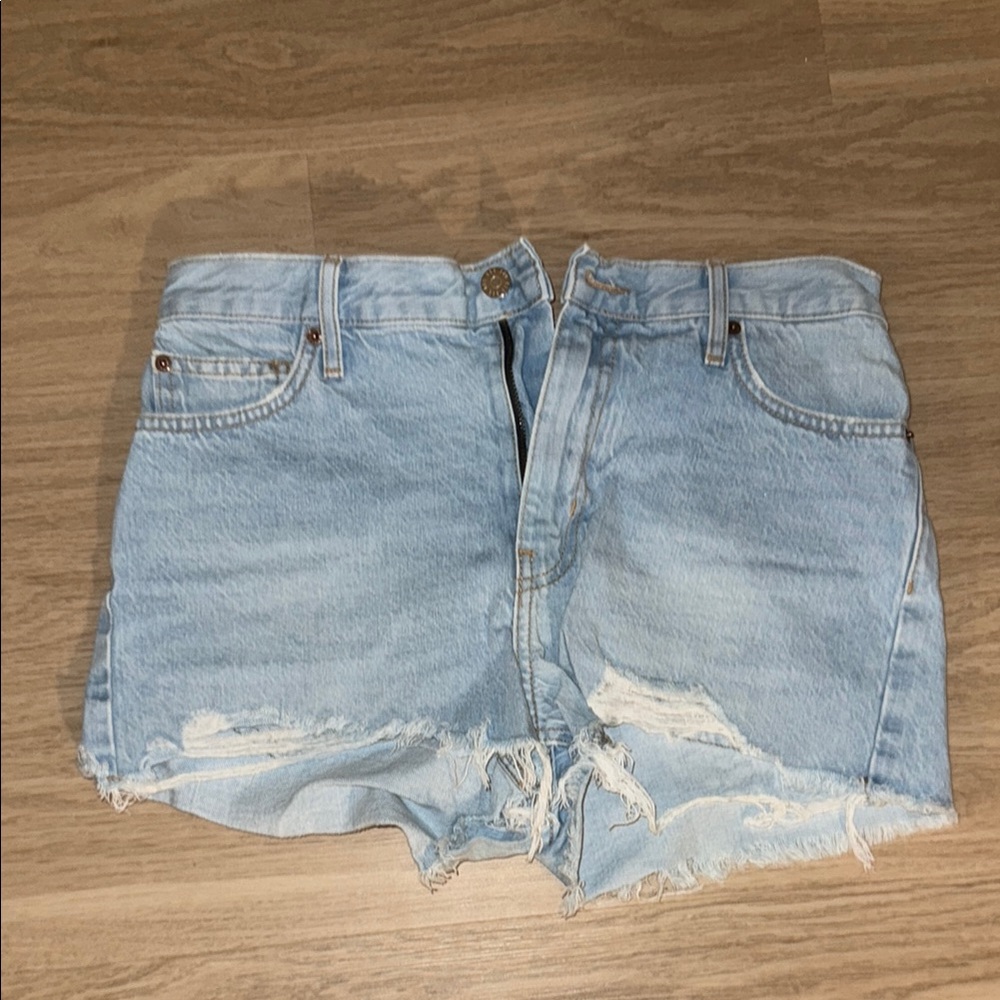 BDG Light Blue Girlfriend High-Rise Jean Shorts